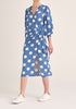 Paisie Polka Dot Balloon Sleeve Wrap Top in Blue and White